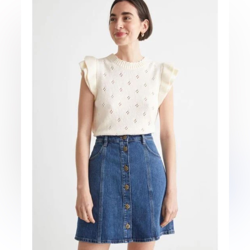 & Other Stories Cream Knit Top Size Small